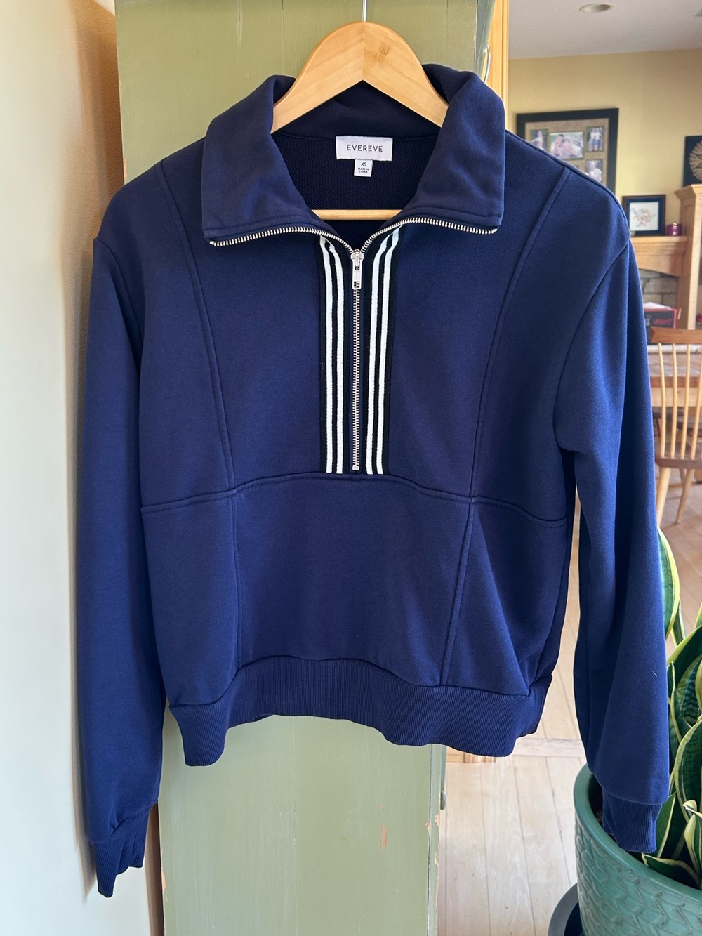 Evereve Women’s Navy/White Chelsea Half Zip Pullover Sweatshirt Size XS - Picture 14 of 14